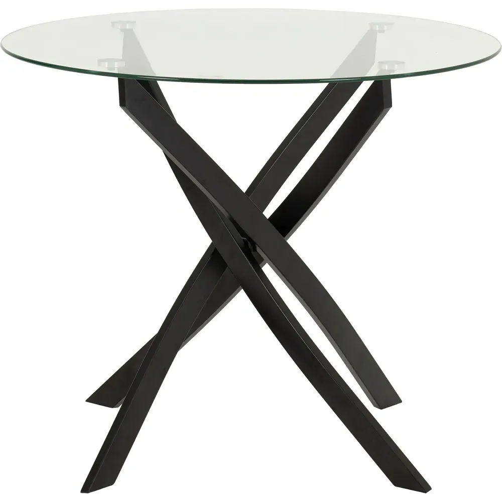 Sheldon Round Dining Table - Black, Glass