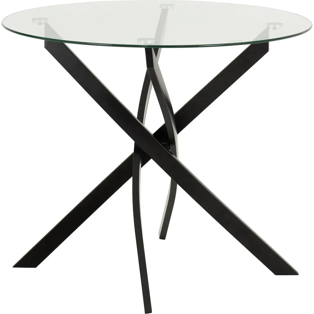 Sheldon Round Dining Table - Black, Glass