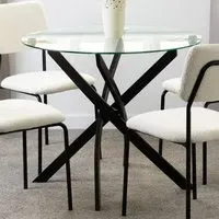 Sheldon Round Dining Table - Black, Glass