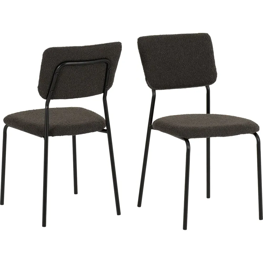 Sheldon Set of 4 Dining Chairs - Grey, Boucle