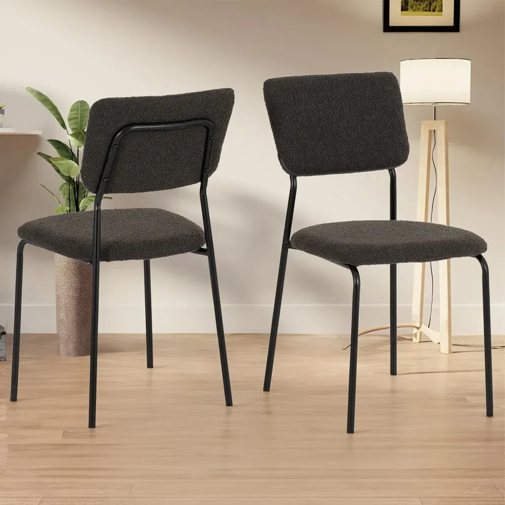 Sheldon Set of 4 Dining Chairs - Grey, Boucle