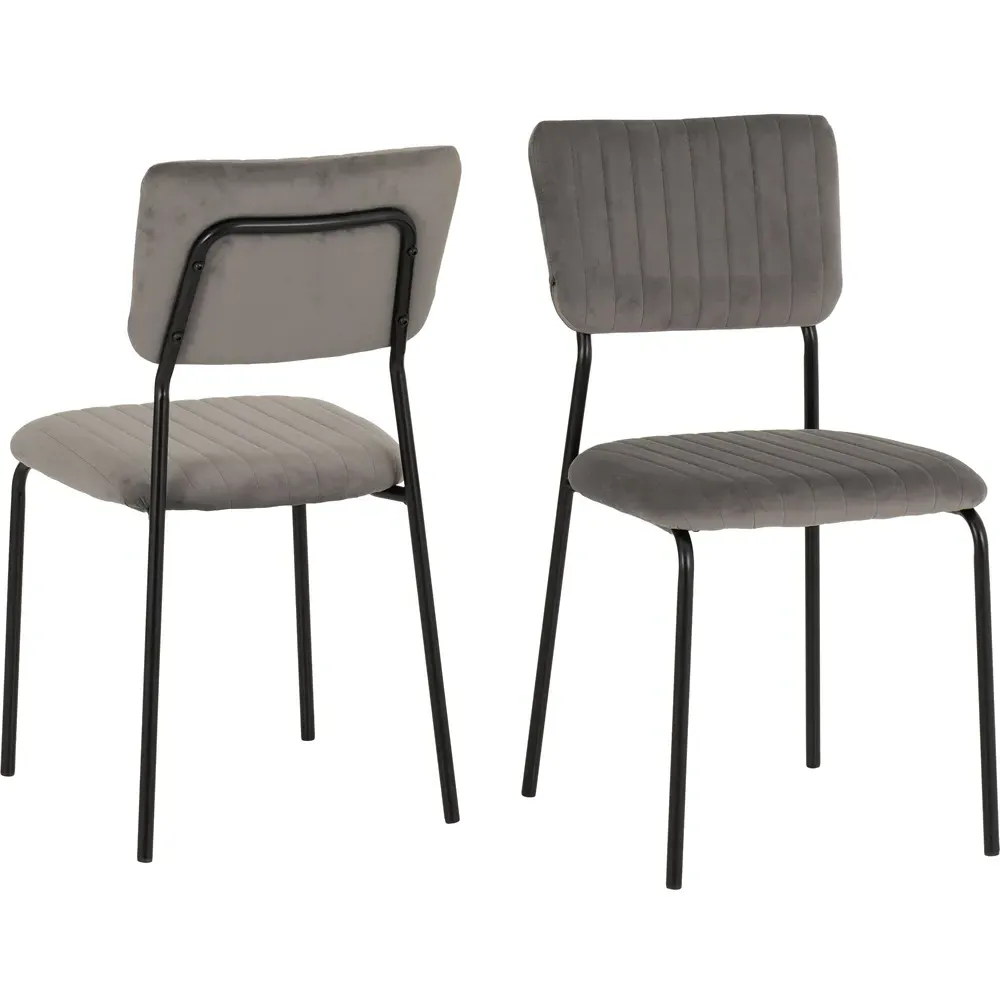 Sheldon Set of 4 Dining Chairs - Grey, Velvet