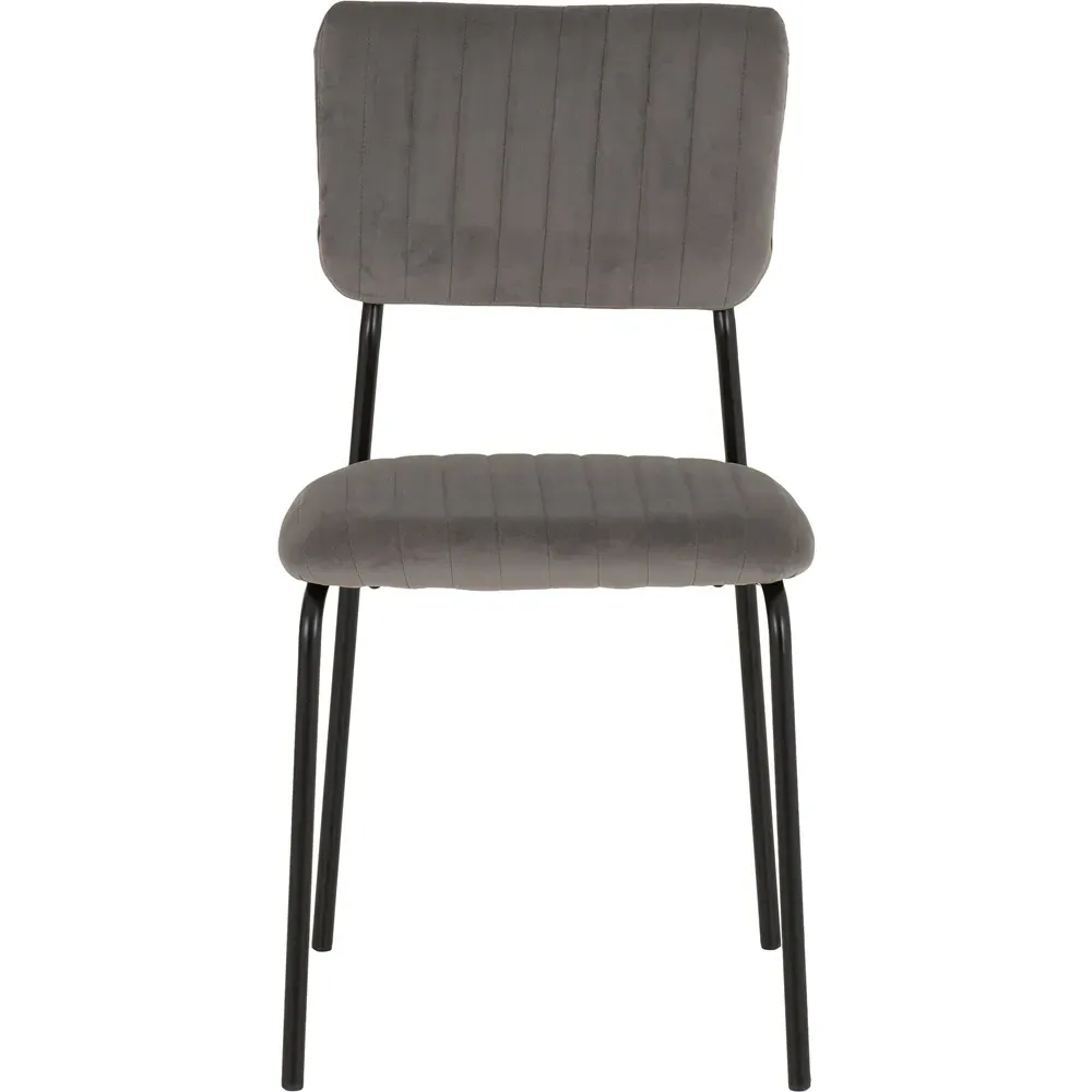 Sheldon Set of 4 Dining Chairs - Grey, Velvet