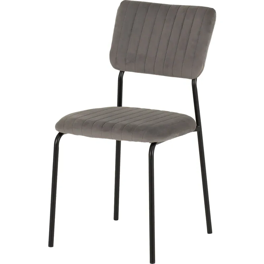 Sheldon Set of 4 Dining Chairs - Grey, Velvet