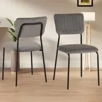 Sheldon Set of 4 Dining Chairs - Grey, Velvet