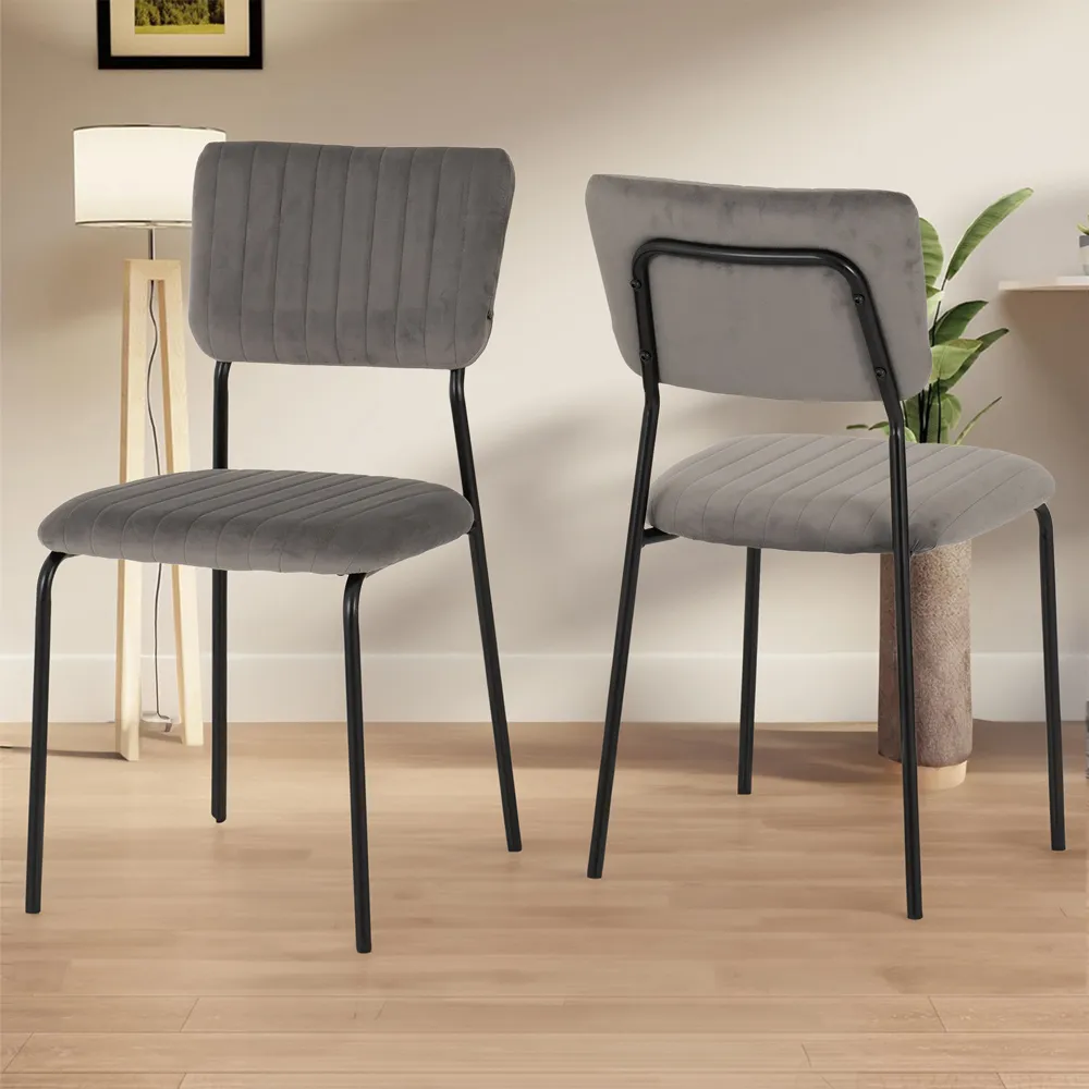 Sheldon Set of 4 Dining Chairs - Grey, Velvet image
