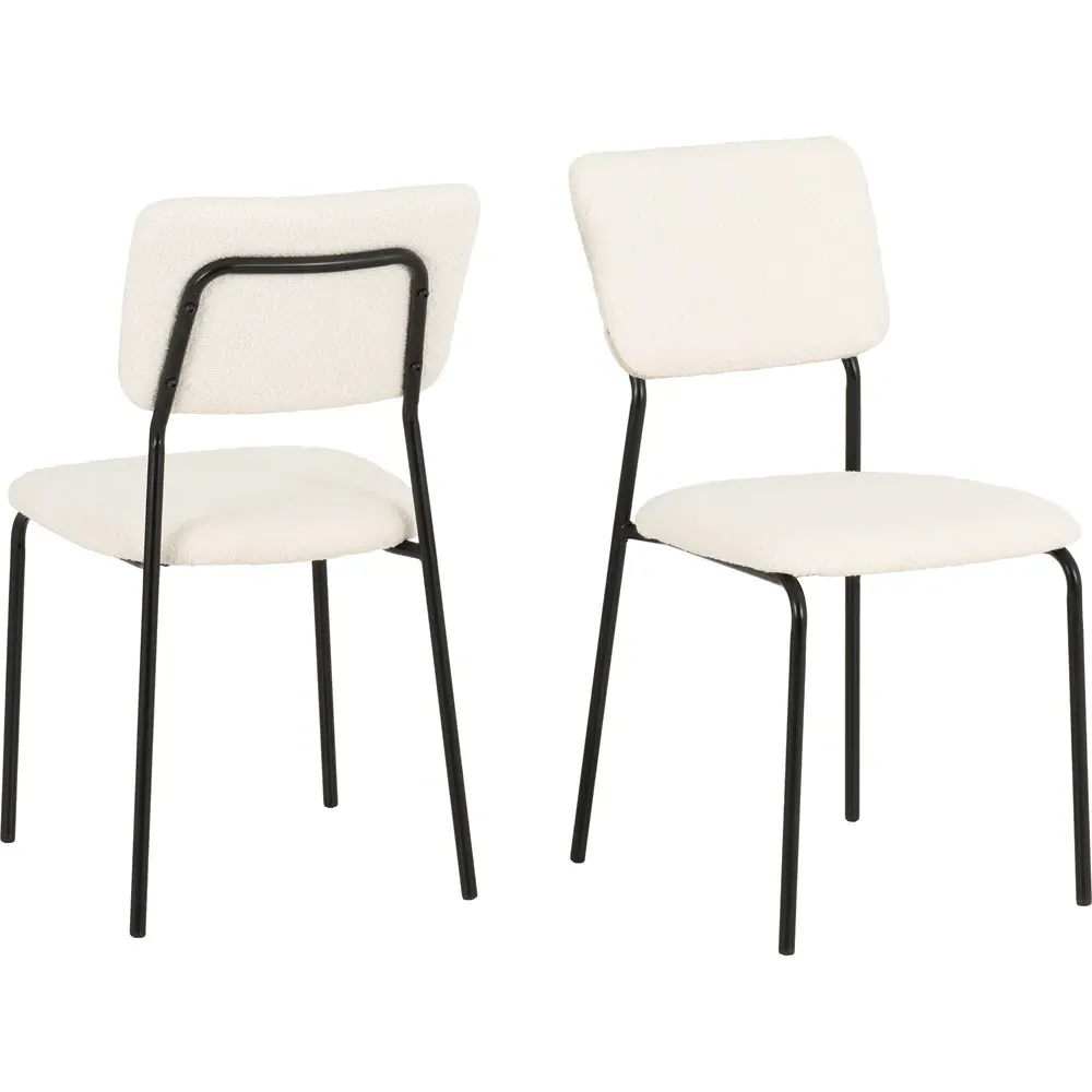 Sheldon Set of 4 Dining Chairs - Ivory, Boucle