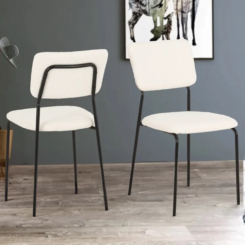 Sheldon Set of 4 Dining Chairs - Ivory, Boucle image