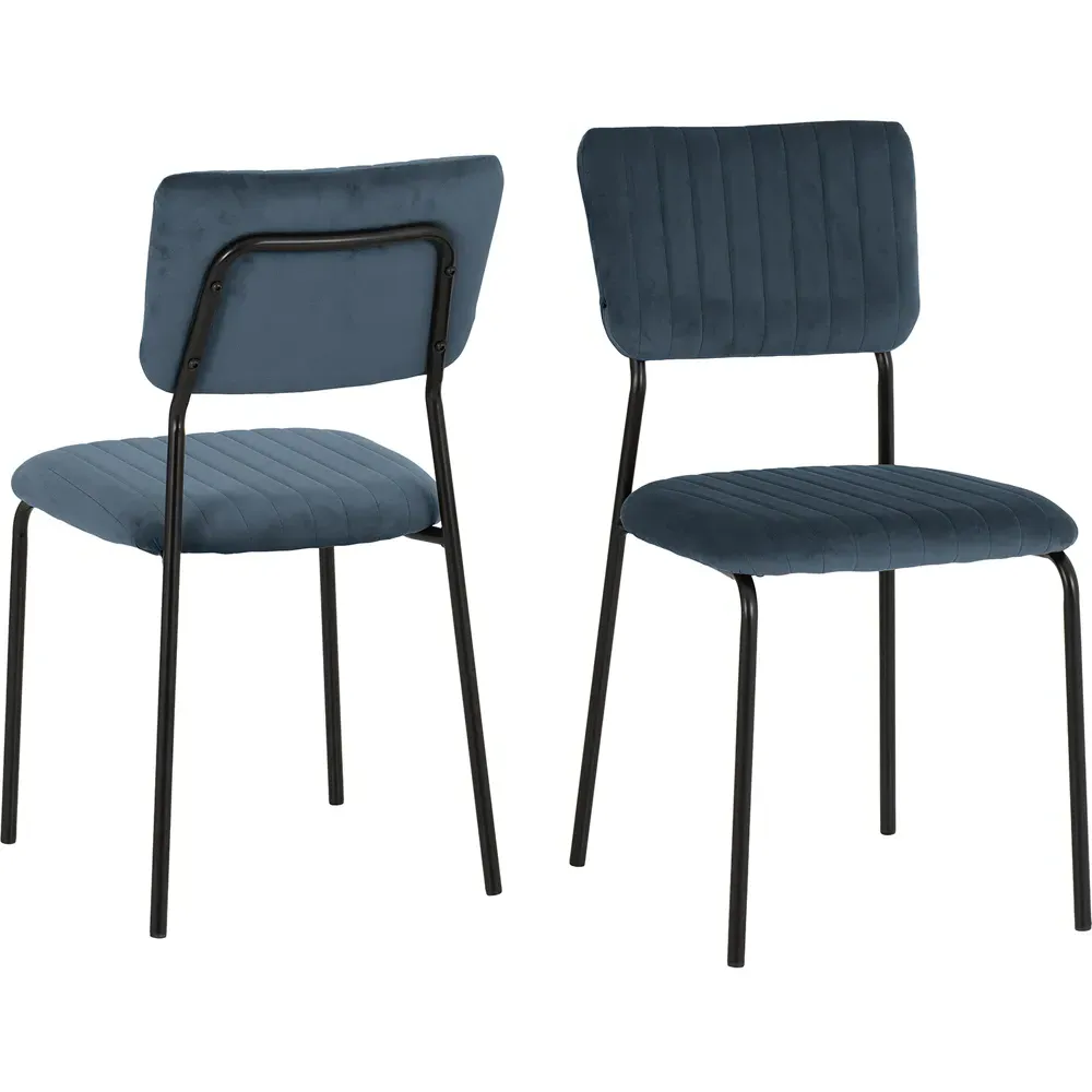 Sheldon Set of 4 Dining Chairs - Navy Blue, Velvet