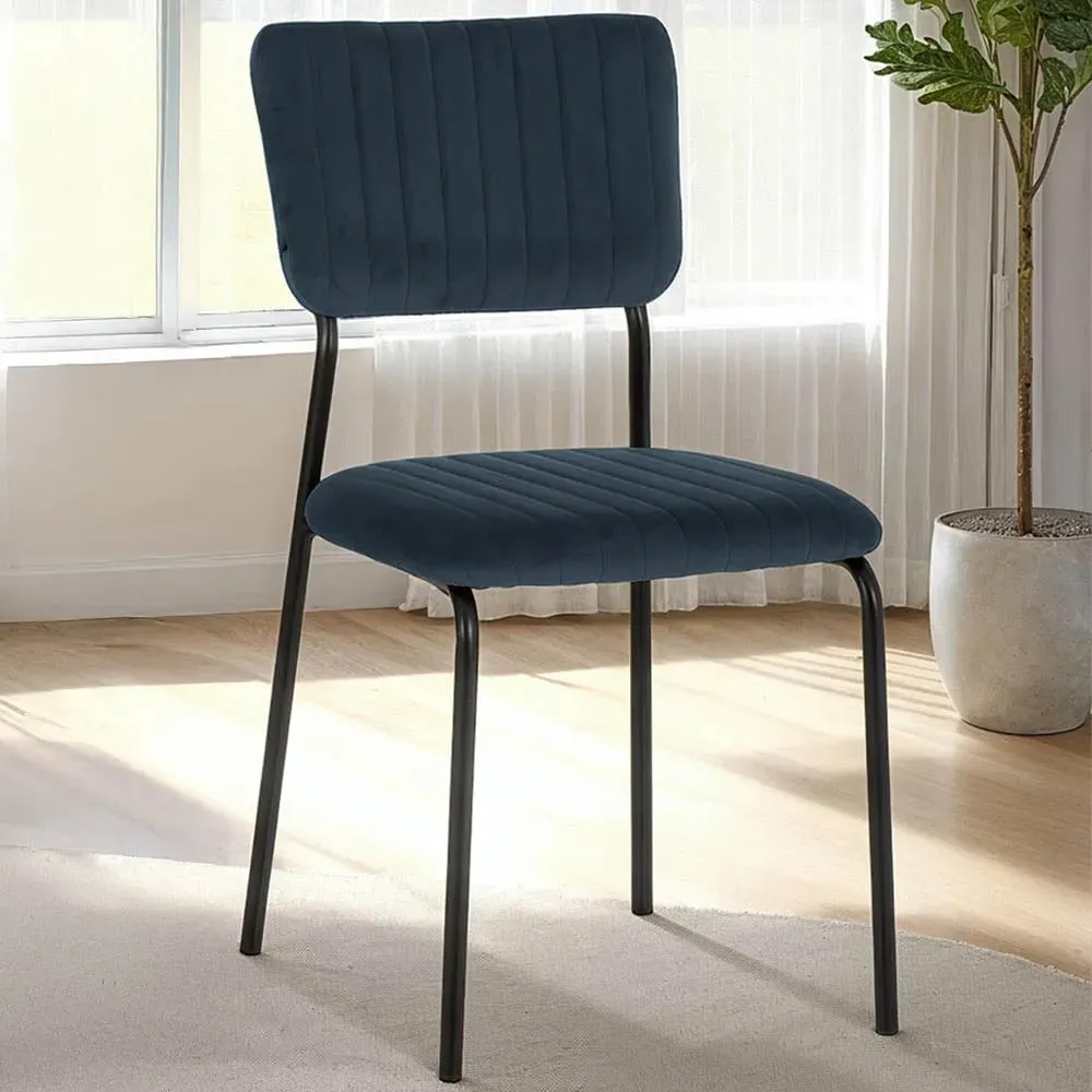 Sheldon Set of 4 Dining Chairs - Navy Blue, Velvet