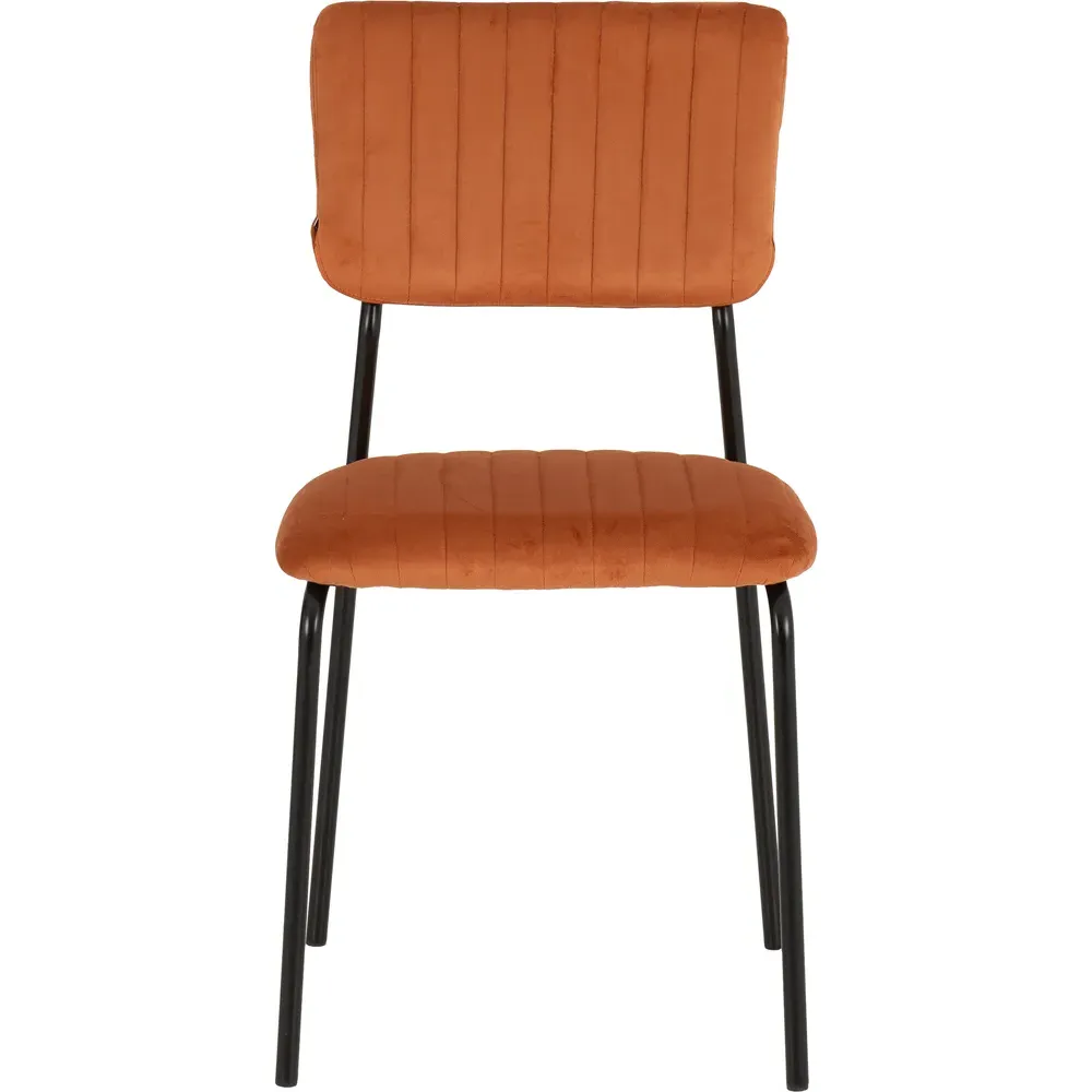 Sheldon Set of 4 Dining Chairs - Orange, Velvet