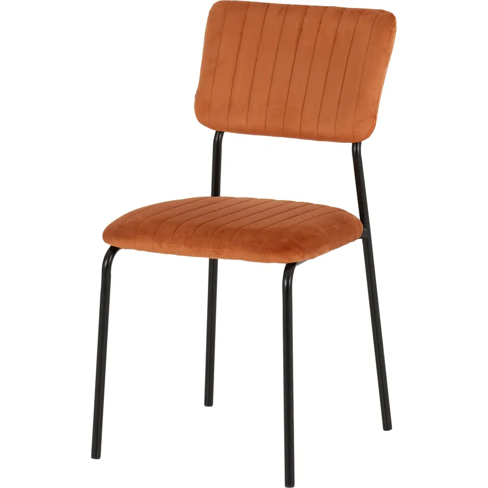 Sheldon Set of 4 Dining Chairs - Orange, Velvet