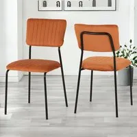 Sheldon Set of 4 Dining Chairs - Orange, Velvet