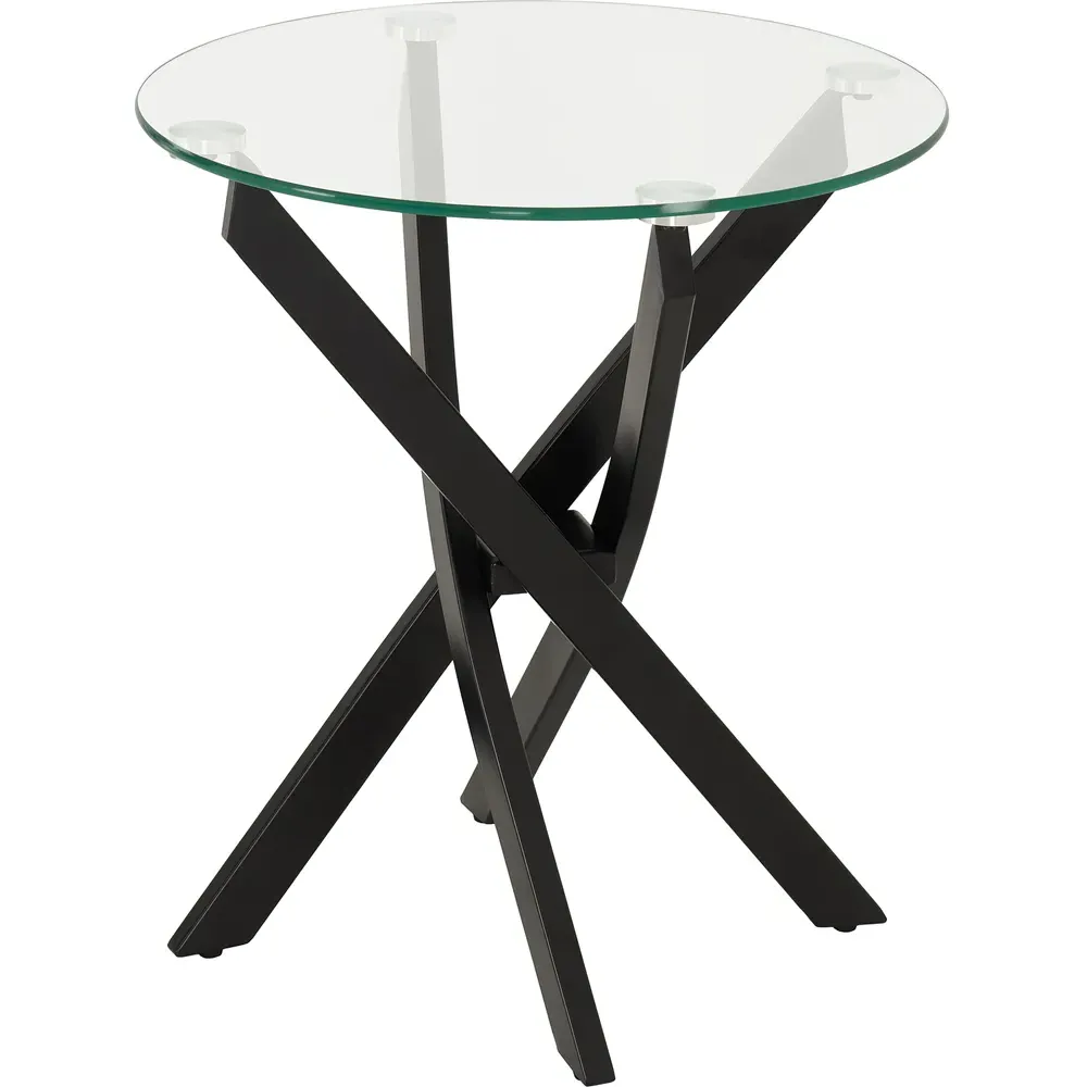 Sheldon Side Table - Clear Glass, Black Metal