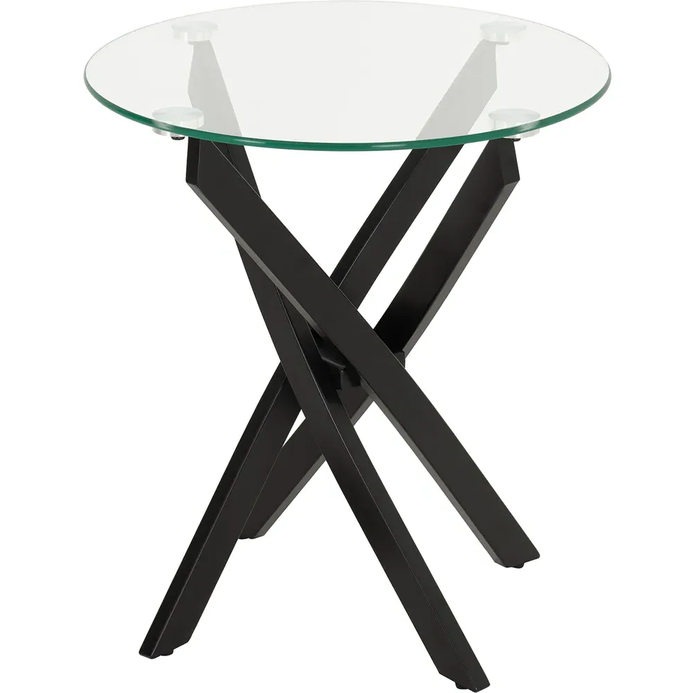 Sheldon Side Table - Clear Glass, Black Metal