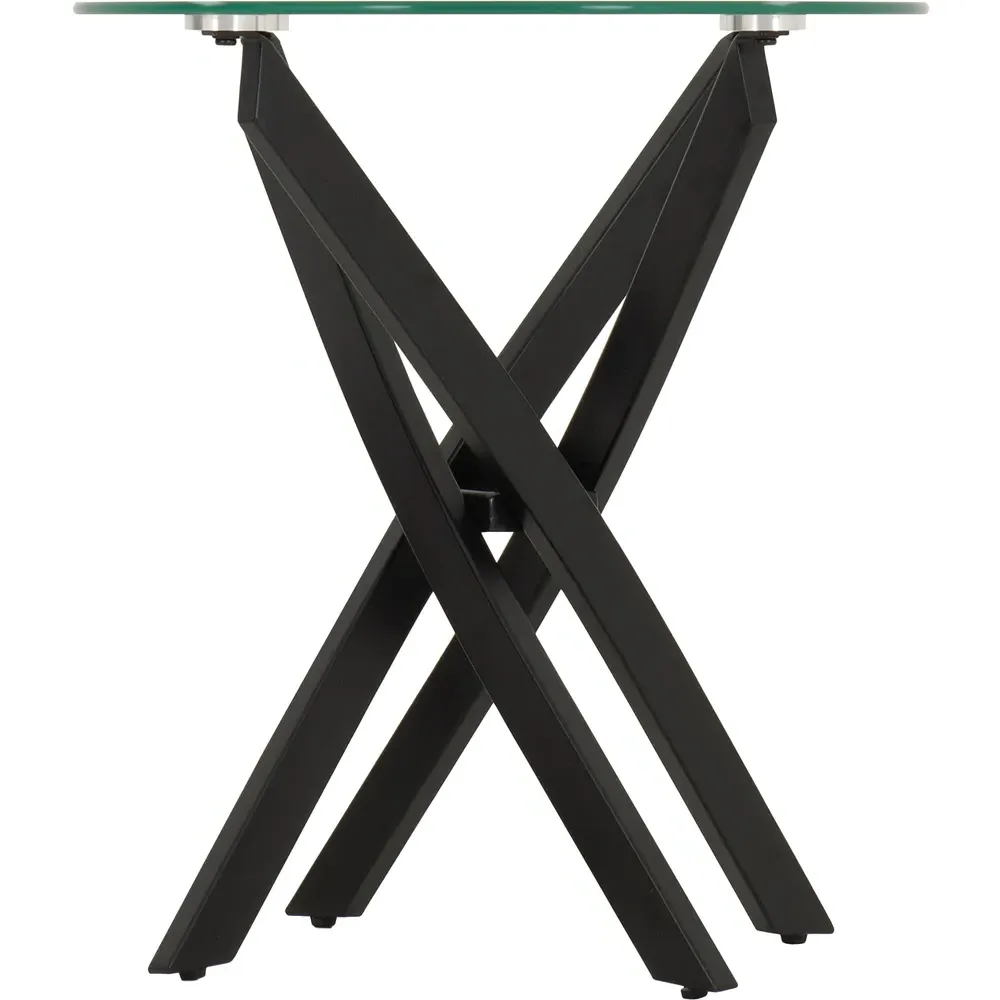 Sheldon Side Table - Clear Glass, Black Metal