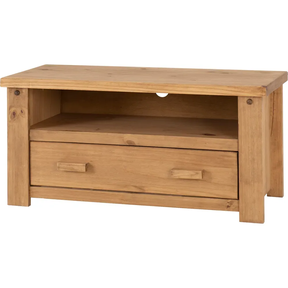 Tortilla Single Drawer TV Unit - Brown, Pine