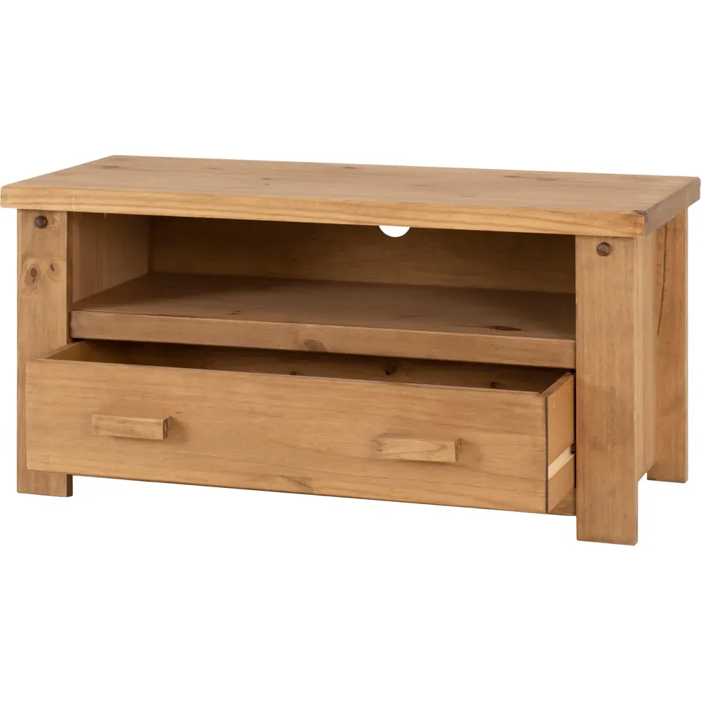 Tortilla Single Drawer TV Unit - Brown, Pine