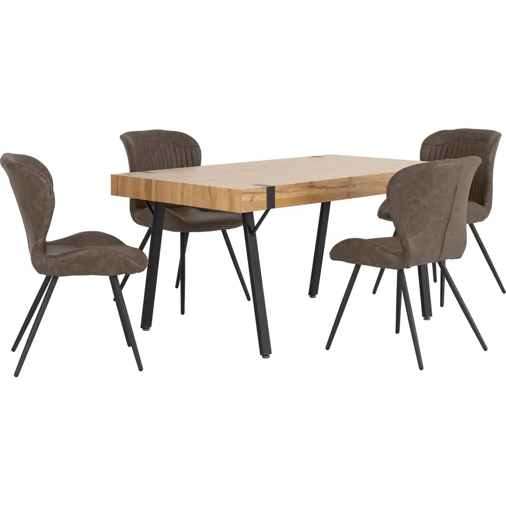 Treviso Quebec 4 Seater Dining Set - Brown, Oak