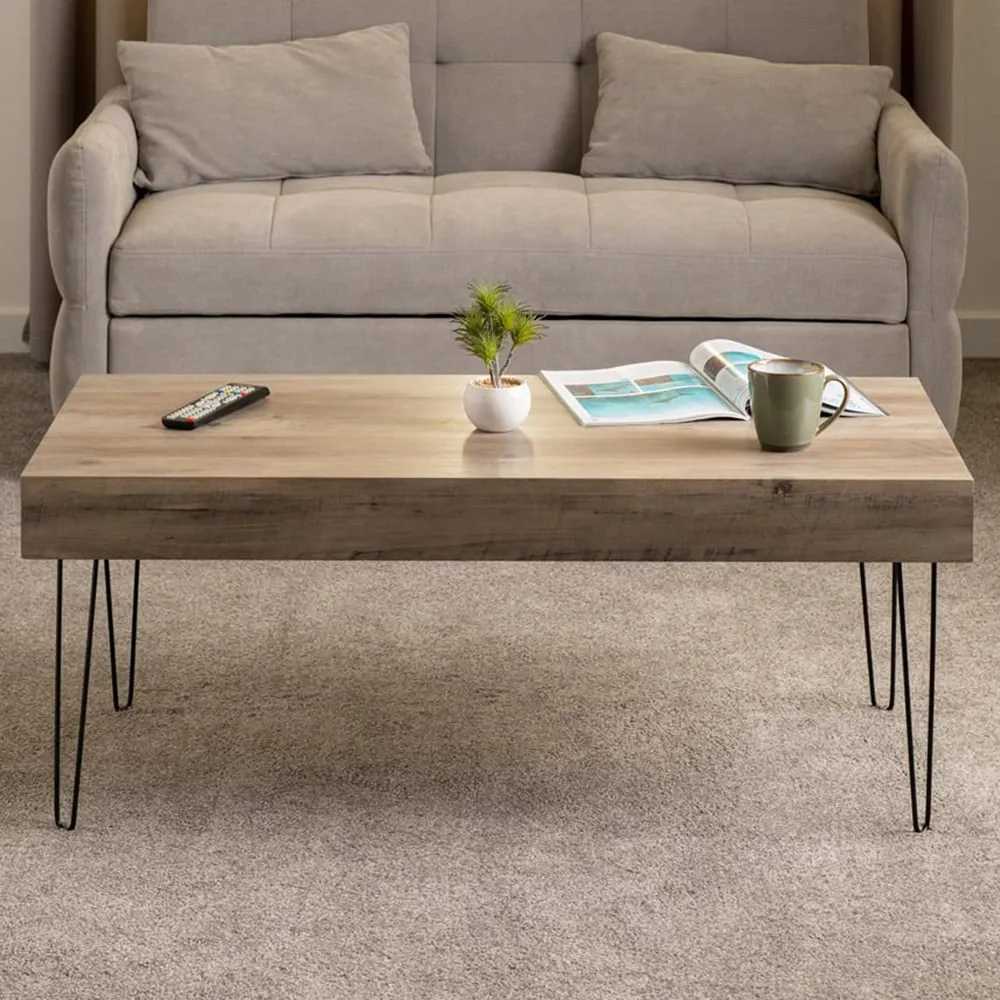 Troy Rectangular Coffee Table - Black, Oak Effect image