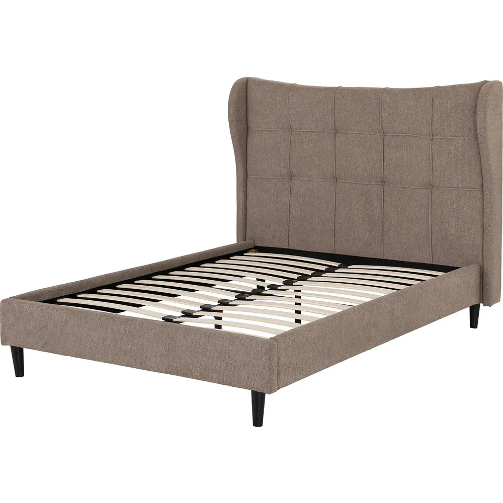 Verona Double Bed Frame - Brown, Fabric
