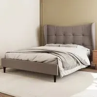 Verona Double Bed Frame - Brown, Fabric