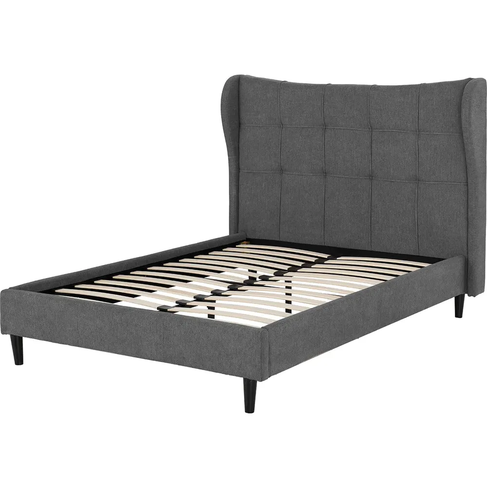 Verona King Size Bed Frame - Grey, Fabric