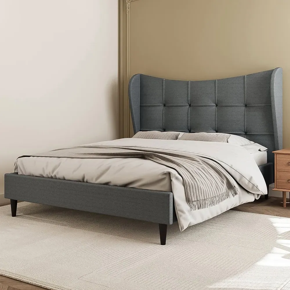 Verona King Size Bed Frame - Grey, Fabric image