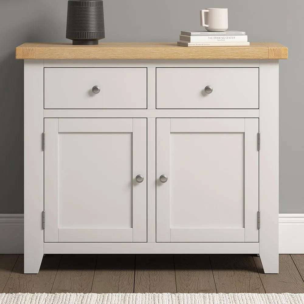 Windsor 2 Door 2 Drawer Sideboard - Ivory, Oak image