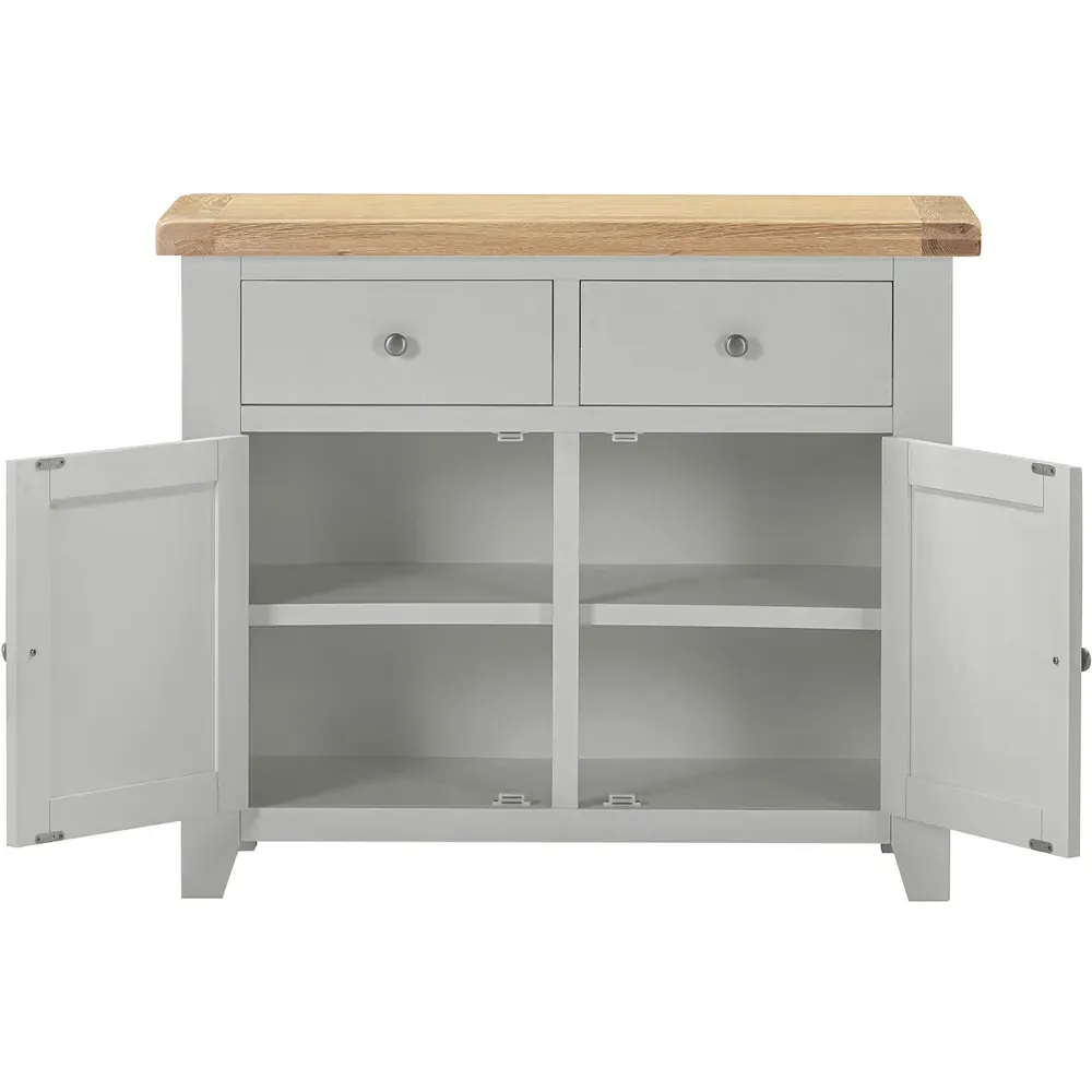 Windsor 2 Door 2 Drawer Sideboard - Pebble Grey, Oak