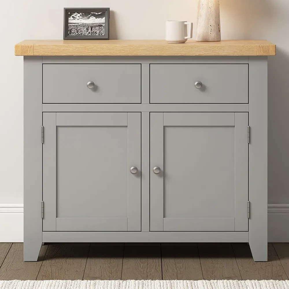 Windsor 2 Door 2 Drawer Sideboard - Pebble Grey, Oak