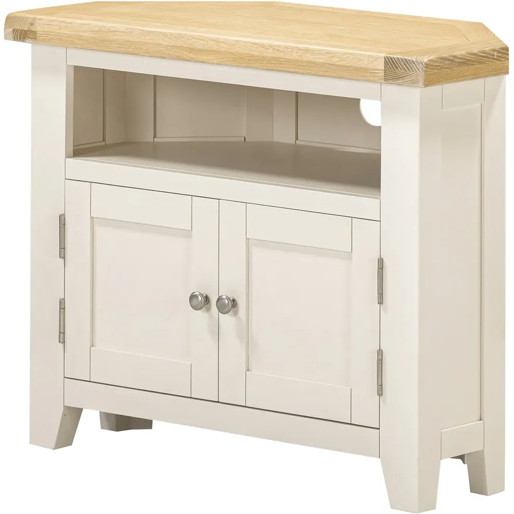 Windsor 2 Door Corner TV Unit - Ivory, Oak