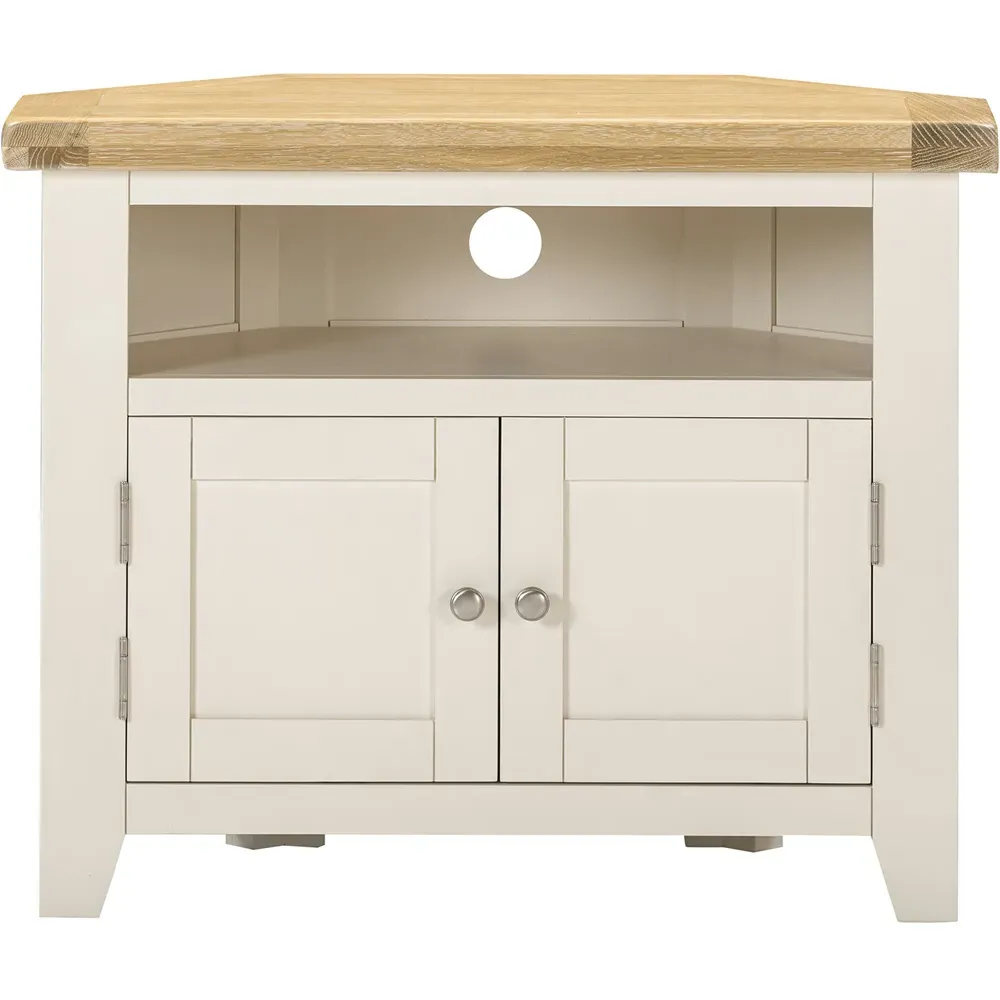 Windsor 2 Door Corner TV Unit - Ivory, Oak