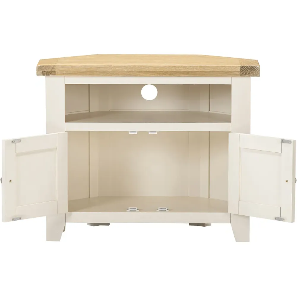 Windsor 2 Door Corner TV Unit - Ivory, Oak