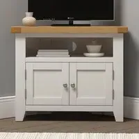 Windsor 2 Door Corner TV Unit - Ivory, Oak