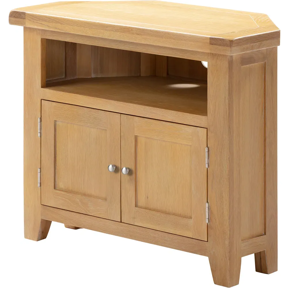 Windsor 2 Door Corner TV Unit - Natural Oak