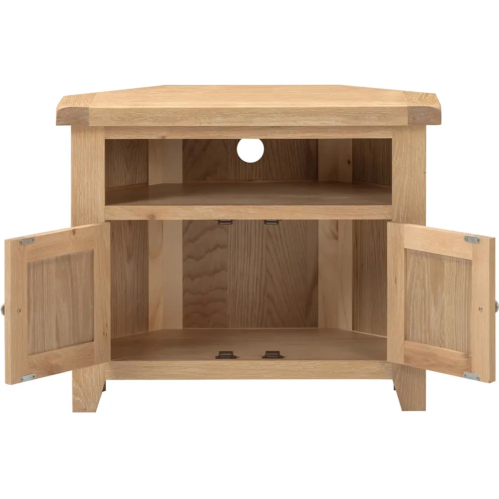Windsor 2 Door Corner TV Unit - Natural Oak