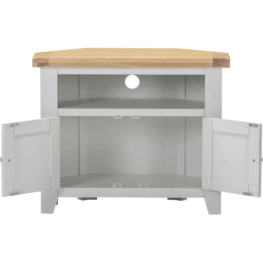 Windsor 2 Door Corner TV Unit - Pebble Grey, Oak