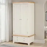 Windsor 2 Door Single Drawer Wardrobe - Ivory, Oak