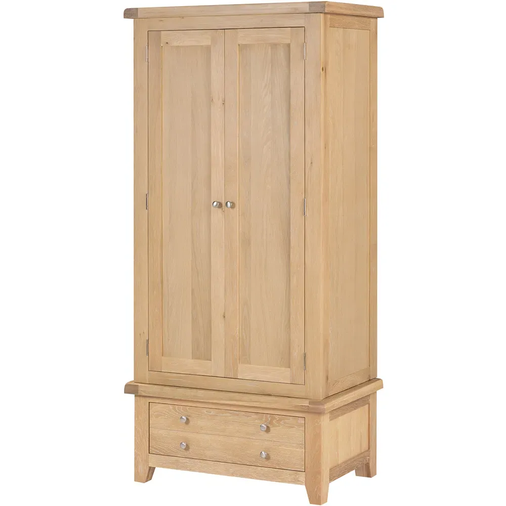 Windsor 2 Door Single Drawer Wardrobe - Natural Oak