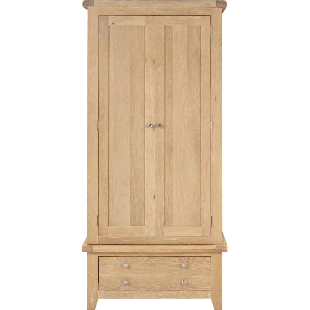 Windsor 2 Door Single Drawer Wardrobe - Natural Oak