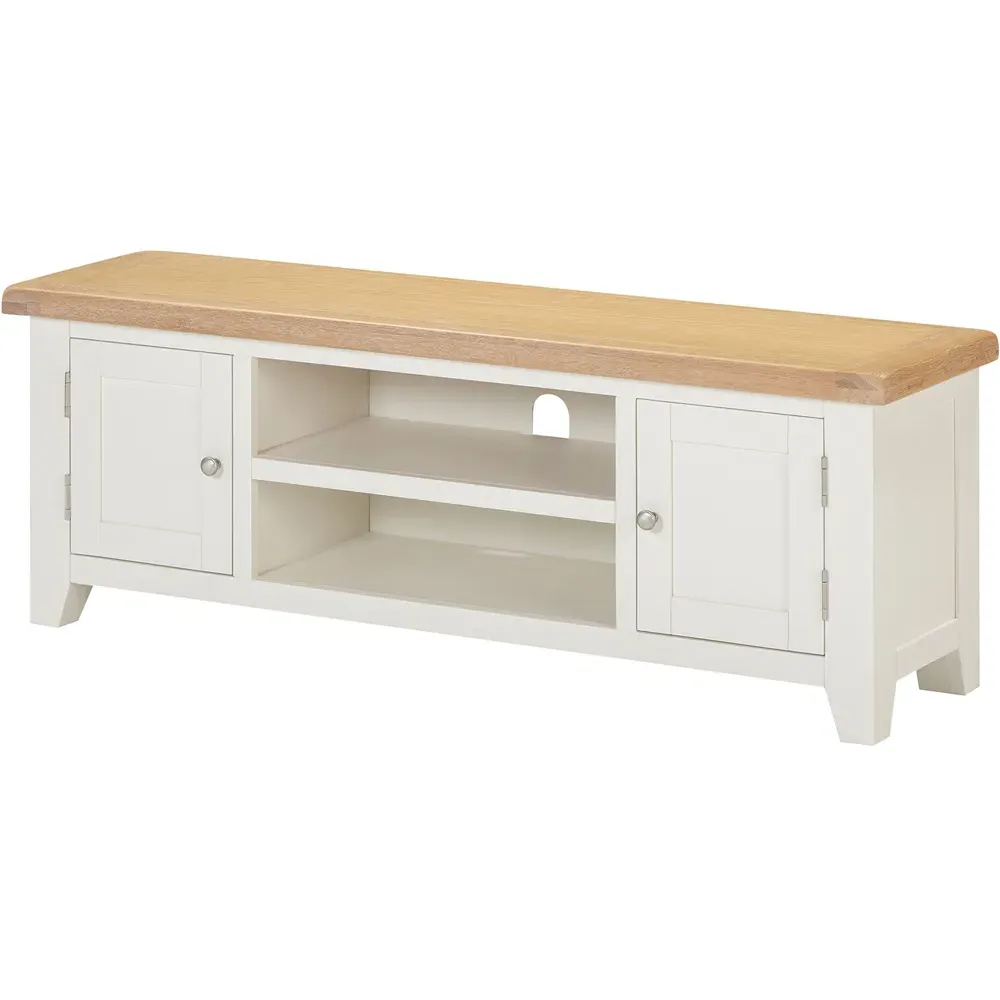 Windsor 2 Door TV Unit with Storage - Ivory, Oak