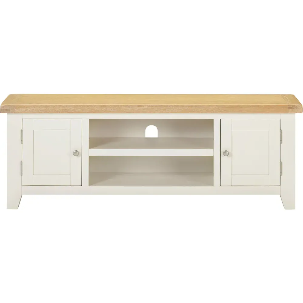 Windsor 2 Door TV Unit with Storage - Ivory, Oak