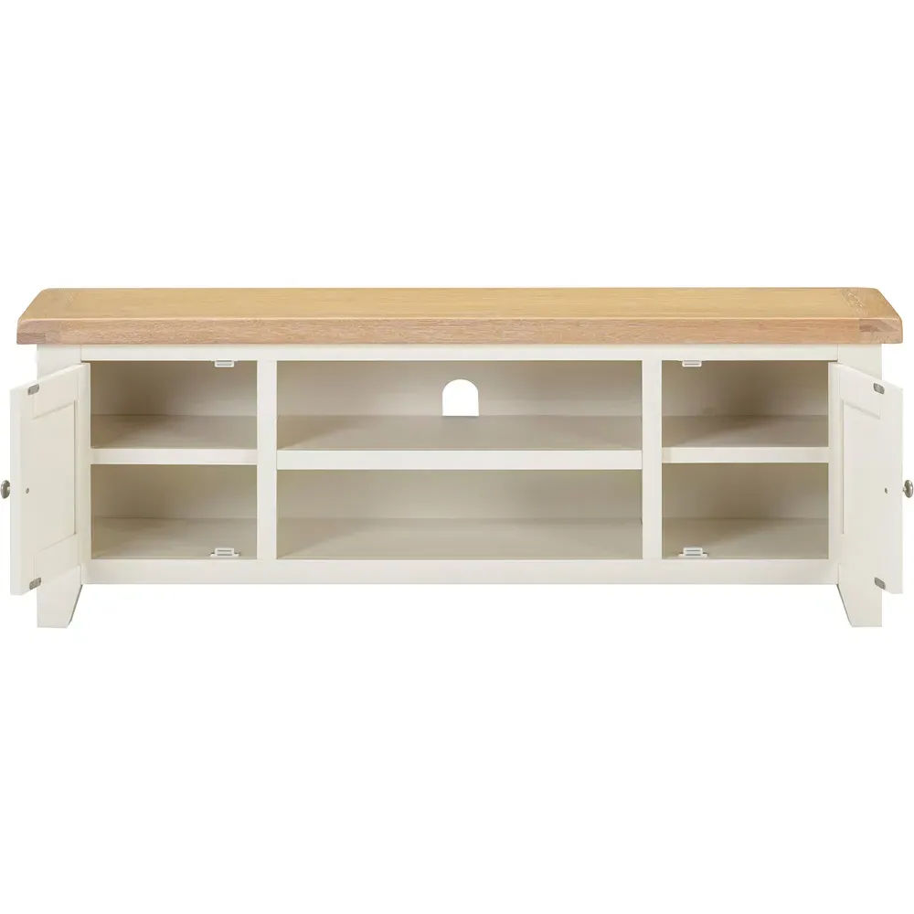 Windsor 2 Door TV Unit with Storage - Ivory, Oak