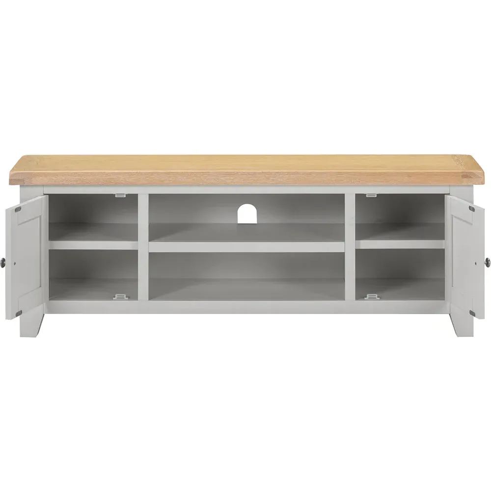 Windsor 2 Door TV Unit with Storage - Pebble Grey, Oak