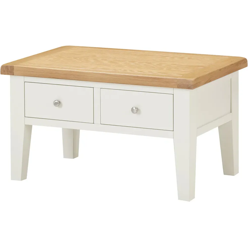 Windsor 2 Drawer Coffee Table - Ivory, Oak