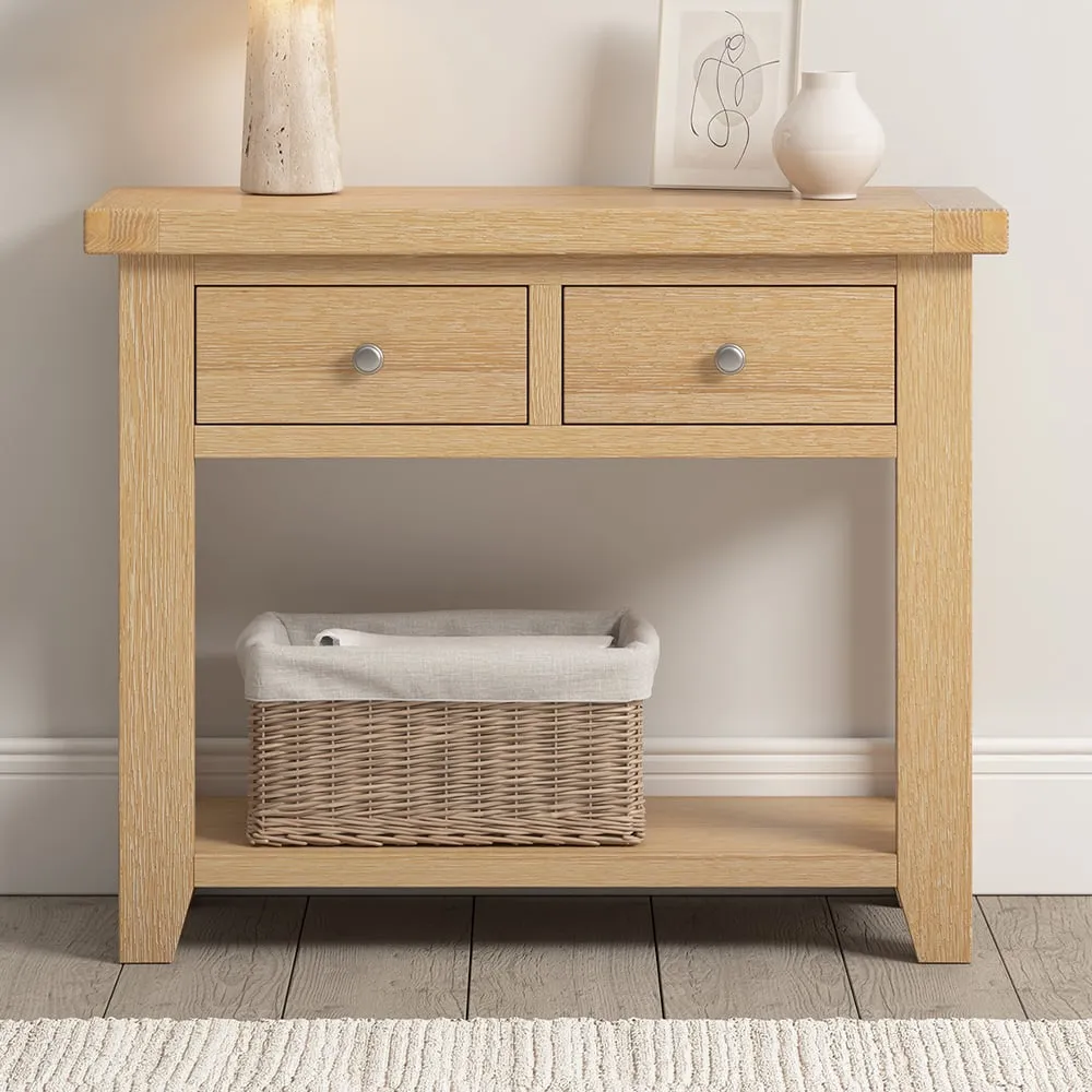 Windsor 2 Drawer Console Table - Natural Oak image