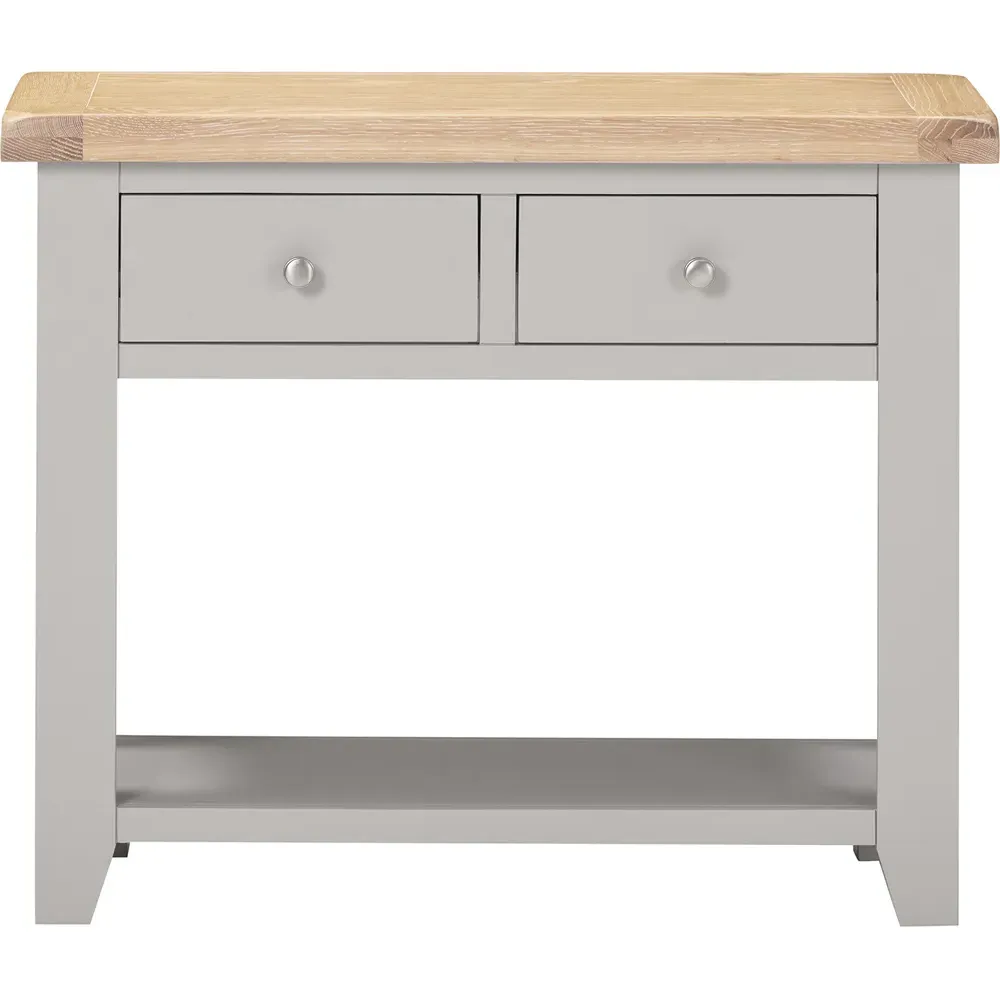 Windsor 2 Drawer Console Table - Pebble Grey, Oak