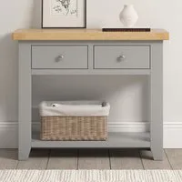 Windsor 2 Drawer Console Table - Pebble Grey, Oak