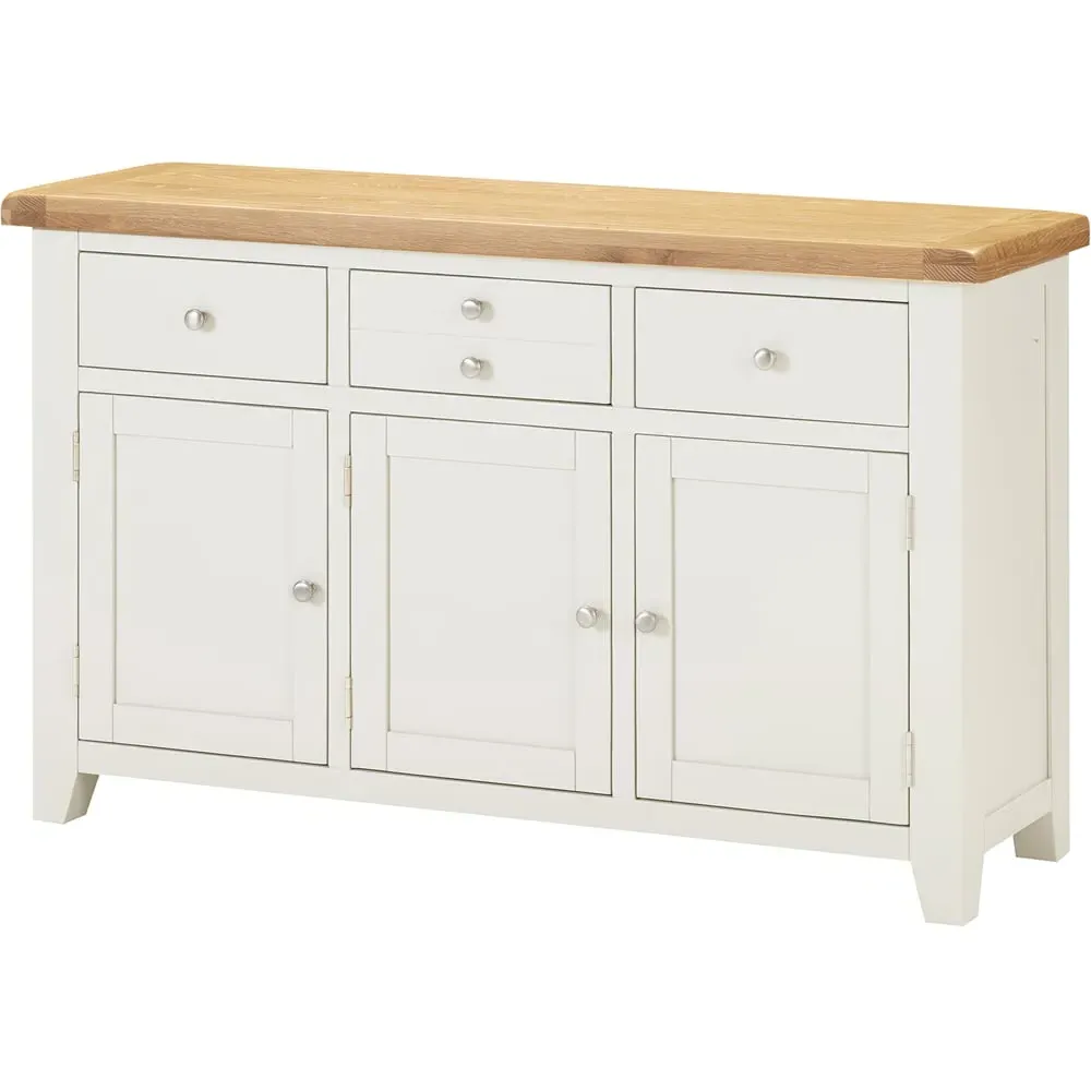 Windsor 3 Door 3 Drawer Sideboard - Ivory, Oak